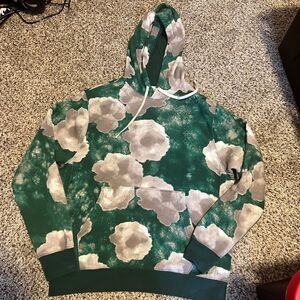 Nike Green Hoodie with Beige Cloud Print